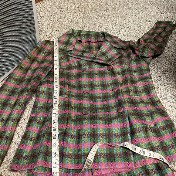 Vintage 60s/70s wool plaid suit - blazer and wide leg high rise pants - Picture 6 of 13